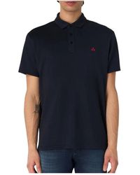 Peuterey - Tops ,Blauw ,Katoen Geborduurde Katoenen Polo Shirt - Lyst