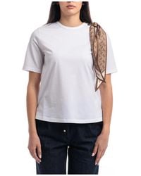 Herno - Superfeines baumwoll-stretch-t-shirt mit schal - Lyst