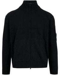 C.P. Company - Truien & Vesten ,Zwart ,Wol Wollen Sweater Met Volledige Rits - Lyst
