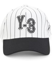 Y-3 - Accessoires ,Wit ,Polyester Pinstripe Cap - Lyst