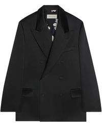 Dries Van Noten - Jassen ,Zwart ,Katoen Double-Breasted Oversize Blazer - Lyst