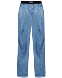 Tom Ford - Nachtkleding ,Blauw ,Zijden Pyjamabroek - Lyst