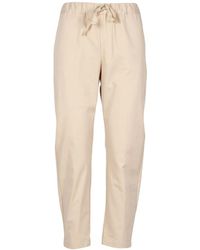 Semicouture - Pantalones de algodón camel claro con cordón - Lyst