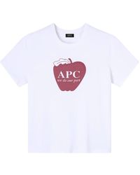 A.P.C. - Tops ,Wit ,Katoen T-Shirt 100% Cotone - Lyst