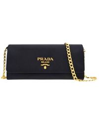 Prada - Tassen ,Zwart ,Leer Zwarte Leren Clutch Portemonnee - Lyst
