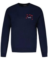 A.P.C. - Hoodies & Sweatvesten ,Blauw ,Katoen Blauwe Katoenen Valentin Sweat Gemaakt - Lyst
