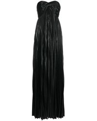 retroféte - Zwarte Metallic Geplooide Maxi Jurk - Lyst