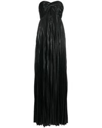 retroféte - Zwarte Metallic Geplooide Maxi Jurk - Lyst