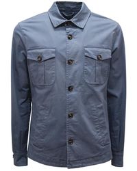 Mazzarelli - Jassen ,Blauw ,Katoen Trani Overjacket Shirt Jas - Lyst