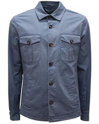 Mazzarelli - Jassen ,Blauw ,Katoen Trani Overjacket Shirt Jas - Lyst