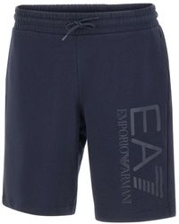 EA7 - Korte Broeken ,Blauw ,Katoen Core Identity Shorts - Lyst