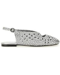 Hereu - Schoenen ,Grijs ,Leer Empuria Metallic Woven Slingback - Lyst