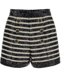 Balmain - Shorts De Lentejuelas A Rayas De Talle Alto, Mujer, Talla - Lyst