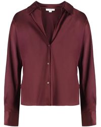 Vince - Seidenbluse Mit Schrägem Schnitt Und Langen Ärmeln - Lyst