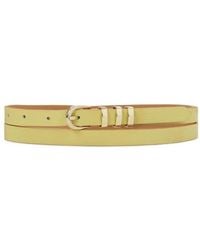 Kazar - Accessoires ,Geel ,Leer Smalle Leren Riem Met Gouden Hardware - Lyst