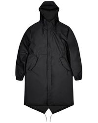 Rains - Jassen ,Zwart ,Polyester Waterdichte Fishtail Parka Met Capuchon - Lyst