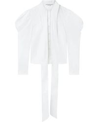 Stella McCartney - Blusa blanca de algodón orgánico con cuello lavallière - Lyst