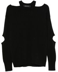 FEDERICA TOSI - Schwarzer Crew Neck Pullover Mit Cutout-Ärmeln - Lyst