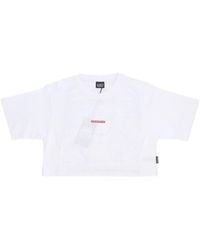 Propaganda - Weißes Crop Tee Mit Besticktem Logo - Lyst