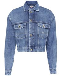Tommy Hilfiger Cropped Trucker Jacket - Blauw
