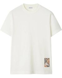 Burberry - T-Shirt Met Ruitpatroon, Jersey, Ronde Hals - Lyst