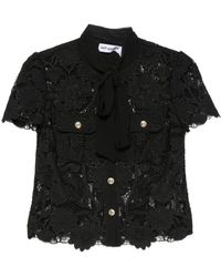 Self-Portrait - Guipure Lace Top Met Strikkraag - Lyst