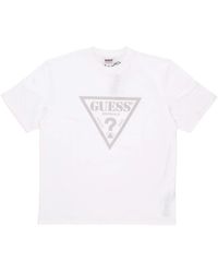 Guess - Tops ,Wit ,Katoen Go Vintage Triangle Tee - Lyst
