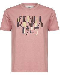 Fendi - Tops ,Roze ,Katoen Roma 1925 Print T-Shirt - Lyst
