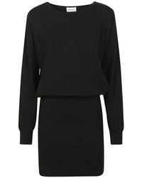 P.A.R.O.S.H. - P.A.R.O..H. ,Kleedjes ,Zwart ,Wol Zwarte Gebreide Jurk Met Ribdetails - Lyst