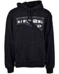 DIESEL - Hoodies & Sweatvesten ,Zwart ,Katoen Katoenen Gebreide Trui - Lyst