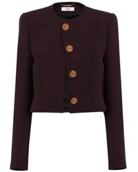 Chloé - Truien & Vesten ,Paars ,Katoen Collarless Cropped Jacket - Lyst
