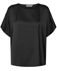Rabens Saloner - Schwarze bluse mit kurzen ärmeln serena - Lyst