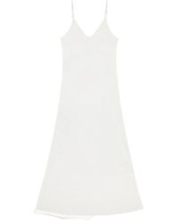 MM6 by Maison Margiela - Weiße Baumwoll-Langkleid Mit Logo - Lyst