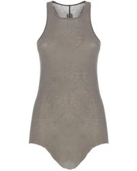 Rick Owens - Tops ,Grijs ,Katoen Temple Basic Rib Tank - Lyst