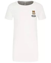 Moschino - Kleedjes ,Wit ,Katoen Teddy Bear T‑Shirt Jurk - Lyst