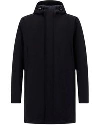Herno - Jassen ,Zwart ,Polyester Gewatteerd Jack Met Capuchon - Lyst