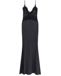 Self-Portrait - Kleedjes ,Zwart ,Polyester Polka Dot Satin Lace Maxi Jurk - Lyst