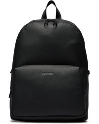 Calvin Klein - Schwarzer rucksack mit reißverschluss und mehreren taschen - Lyst