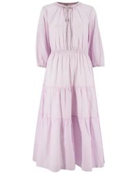 Peserico - Kleid aus reiner baumwollvoile mit leuchtendem detail - Lyst