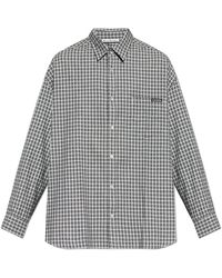 Acne Studios - Overhemden ,Grijs ,Katoen Flanellen Overhemd Met Knopen - Lyst