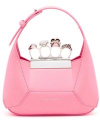 McQueen - Tassen ,Roze ,Leer Flamingo Jewelled Hobo Mini Tas - Lyst