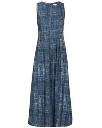 Gestuz - Dunkle Denim Lange Kleid Mit Femininer Silhouette - Lyst
