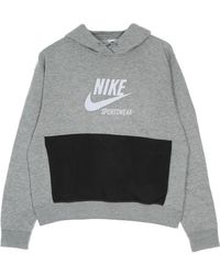 Nike - Fitness ,Grijs ,Katoen Fleece Hoodie Heritage Long Sleeve Sweatshirt - Lyst