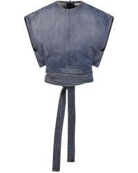 Alaïa - Belted Denim Top - Lyst