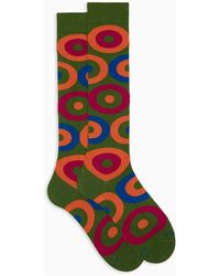 Gallo - Grüne Lange Baumwollsocken Für Herren Mit Konzentrischem Kreismuster - Lyst
