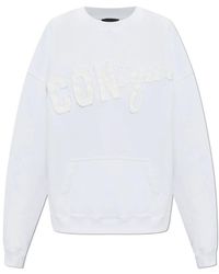 DSquared² - Hoodies & Sweatvesten ,Wit ,Katoen Sweatshirt Met Patch - Lyst