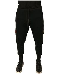 Dolce & Gabbana - Broeken ,Zwart ,Katoen Cargo Jogger Trainingsbroeken Met Logo Details - Lyst