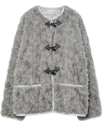 forte_forte - Jassen ,Grijs ,Polyester Chaquetón De Pelo Con Botón Alamar - Lyst