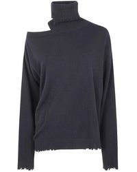 Uma Wang - Truien & Vesten ,Zwart ,Stijlvolle High Neck Top - Lyst