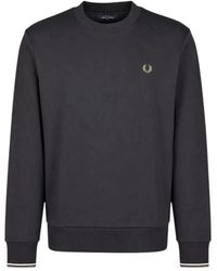 Fred Perry - Hoodies & Sweatvesten ,Zwart ,Katoen Felpa Girocollo - Lyst